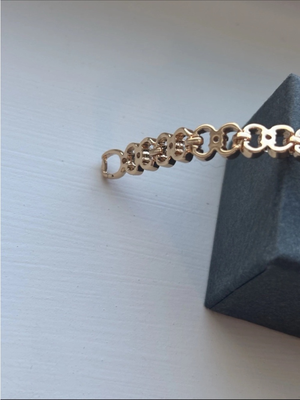 Rose Gold Plated Link Bracelet Dainty CZ Tennis Style Bracelet Elegant - Picture 10 of 13